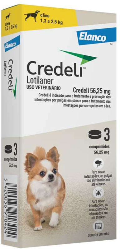 Antiparasitário Credeli para cães de 1,3 à 2,5 Kg  - Contém 3 comprimidos 
