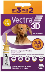 Antiparasitário VECTRA 3D  para Cães de 1,5 a 4 kg - Contém 3 pipetas 
