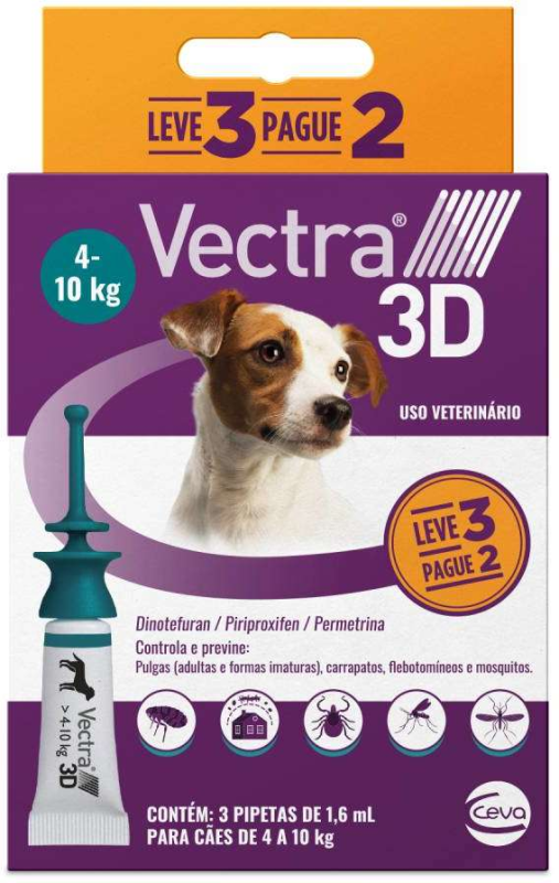 Antiparasitário VECTRA 3D  para Cães de 4 à 10 kg  - Contém 3 pipetas 