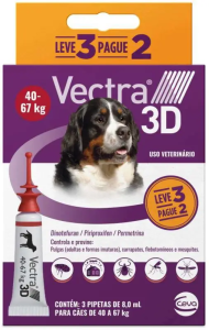 Antiparasitário VECTRA 3D para Cães de  40 a 67 kg - Contém 3 Pipetas 