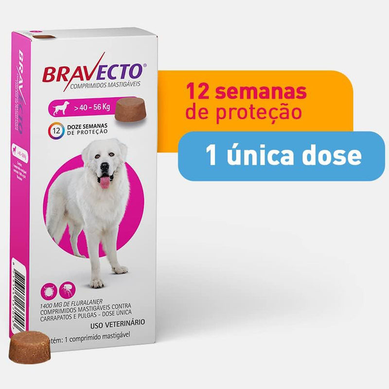 Bravecto Comprimido Antipulgas/Carrapatos -  Para Cães de 40 à 56 kg