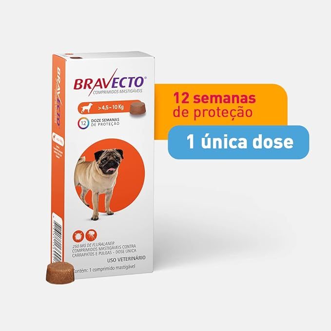 Bravecto Comprimido Antipulgas/Carrapatos -  Para Cães De 4,5 à 10 kg