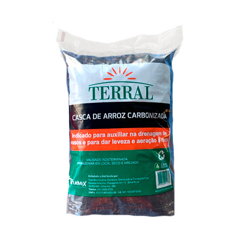 Casca de arroz carbonizada - 4 Litros