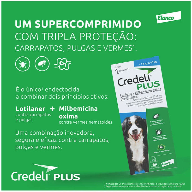 Credeli Plus para Cães de 22,0 a 45,0 kg - 1 Comprimido