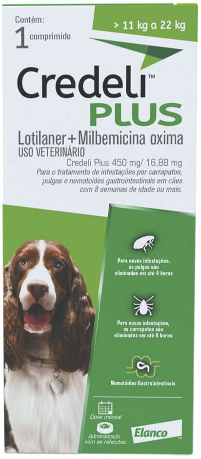 Credeli Plus para Cães de 11,0 a 22,0 kg - 1 Comprimido