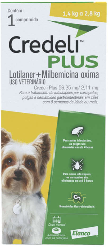 Credeli Plus para Cães de 1,4  a 2,8 kg - 1 Comprimido