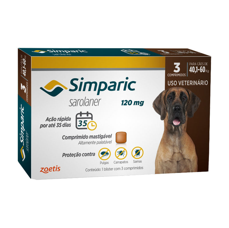 Simparic 120 mg - Para cães 40,1 a 60 kg